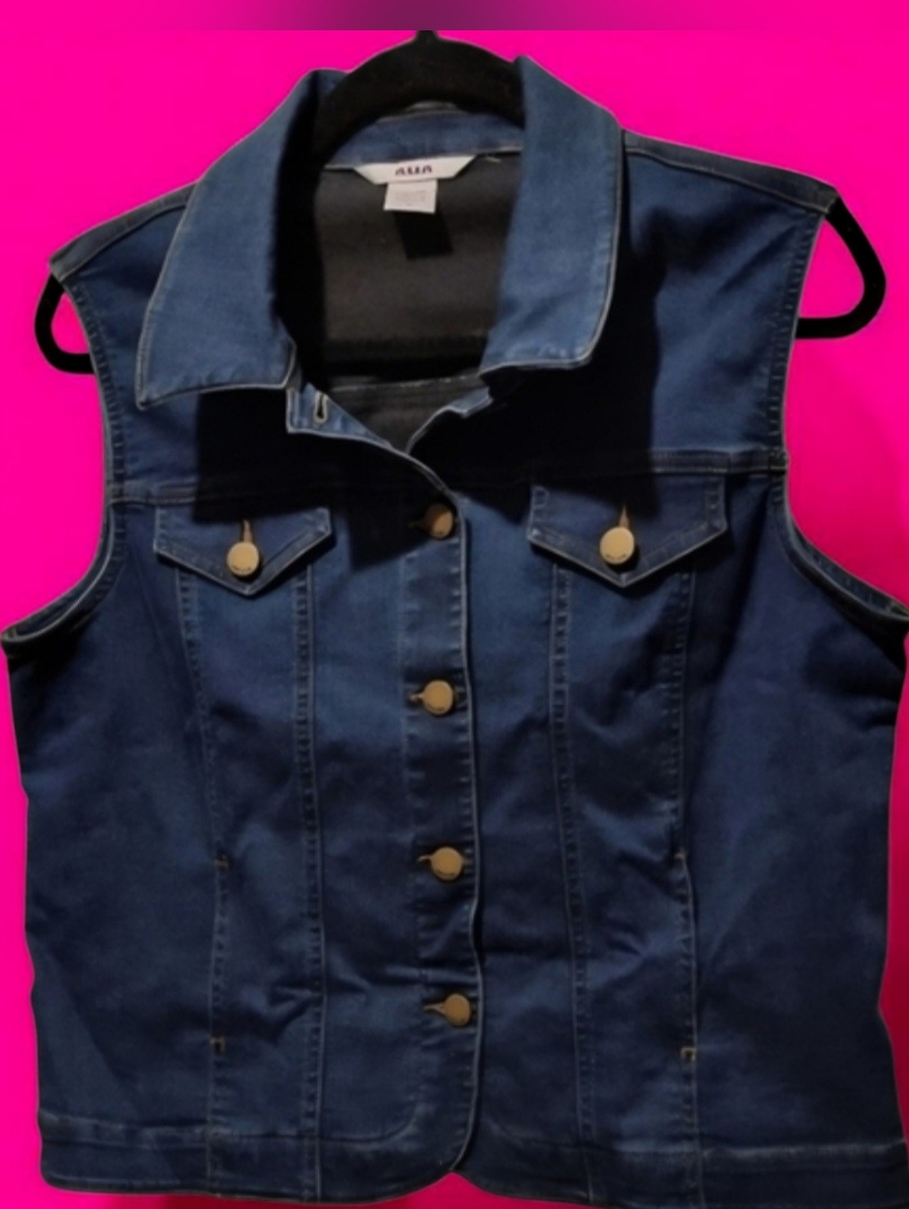 🆕️ Vintage Alia Dark Blue Denim Sleeveless Cotton Blend Vest Sz 10
